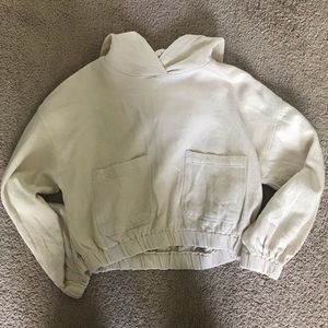Cream cropped hoodie